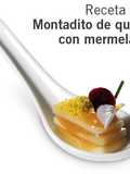 Montaditos de queso con mermelada en cucharitas