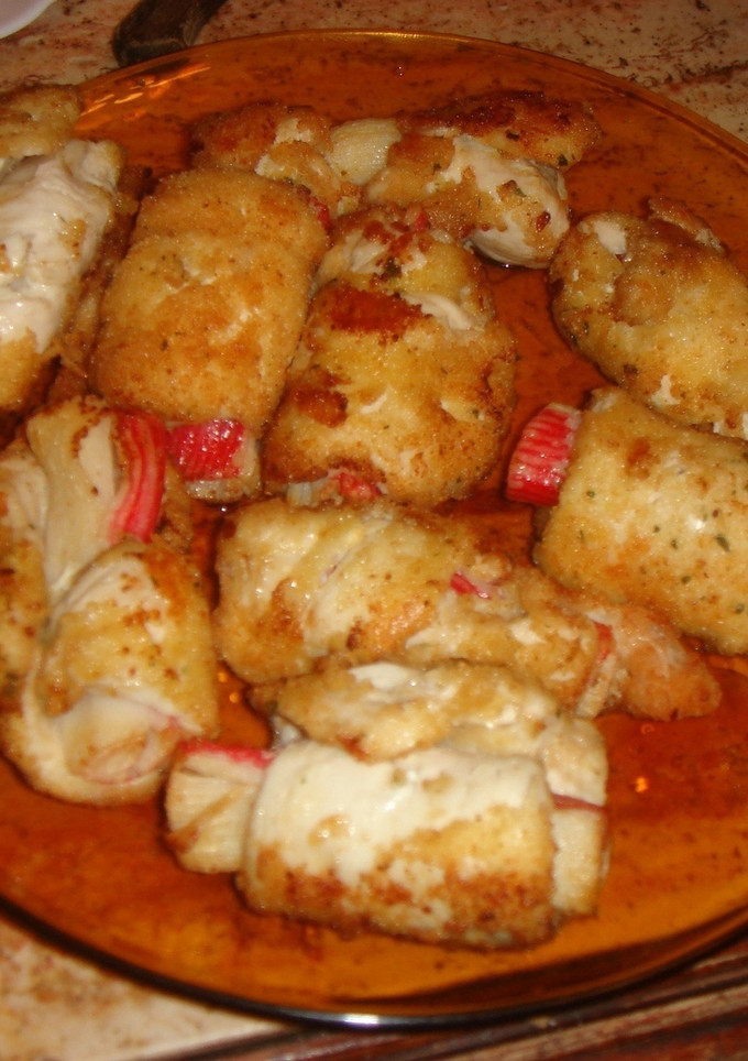Una foto de Rollitos de pechuga de pollo rellena de surimi de cangrejo