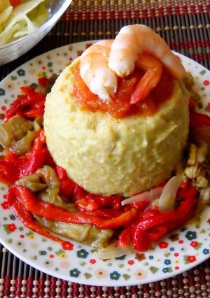 Una foto de Flan salado de espárragos y patatas
