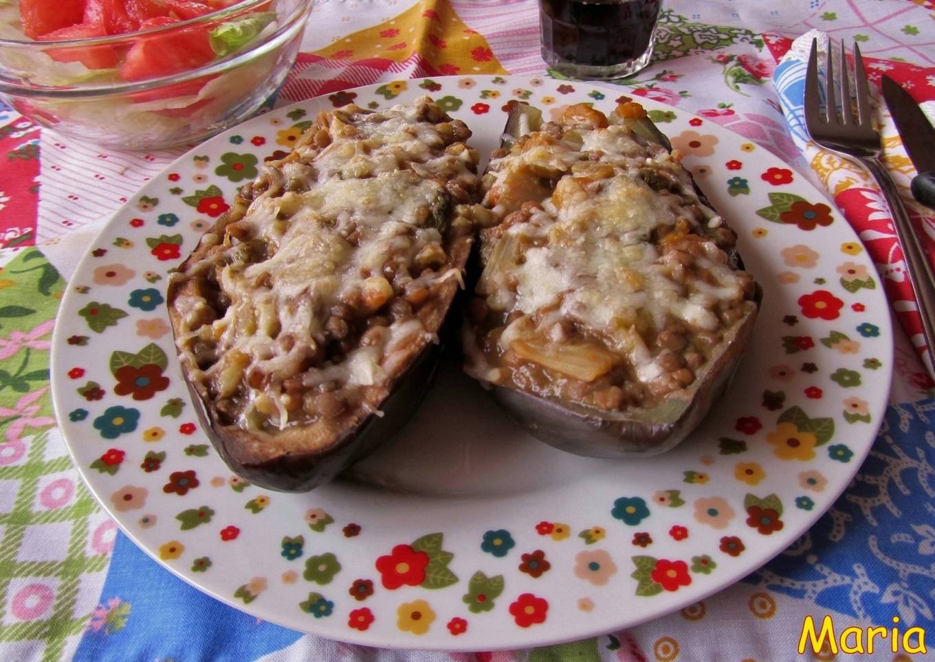Berenjenas rellenas de lentejas<br />