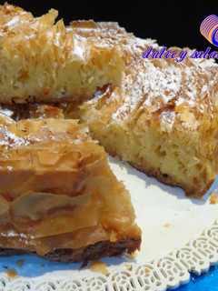 Una foto de Tarta ruffle milk pie