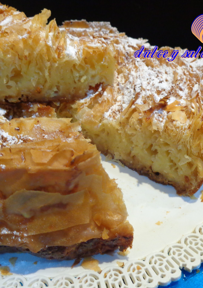 Una foto de Tarta ruffle milk pie