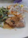 Salmón al horno con vinagreta de cebollín