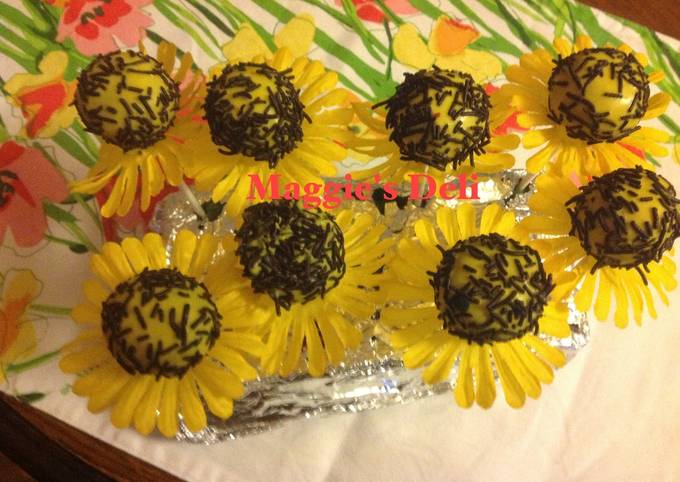 Cake pops de girasoles Receta de Maggie- Cookpad