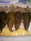 Pimientos rellenos con gulas a la sal roja de Hawái