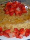 Puding con fresas acarameladas