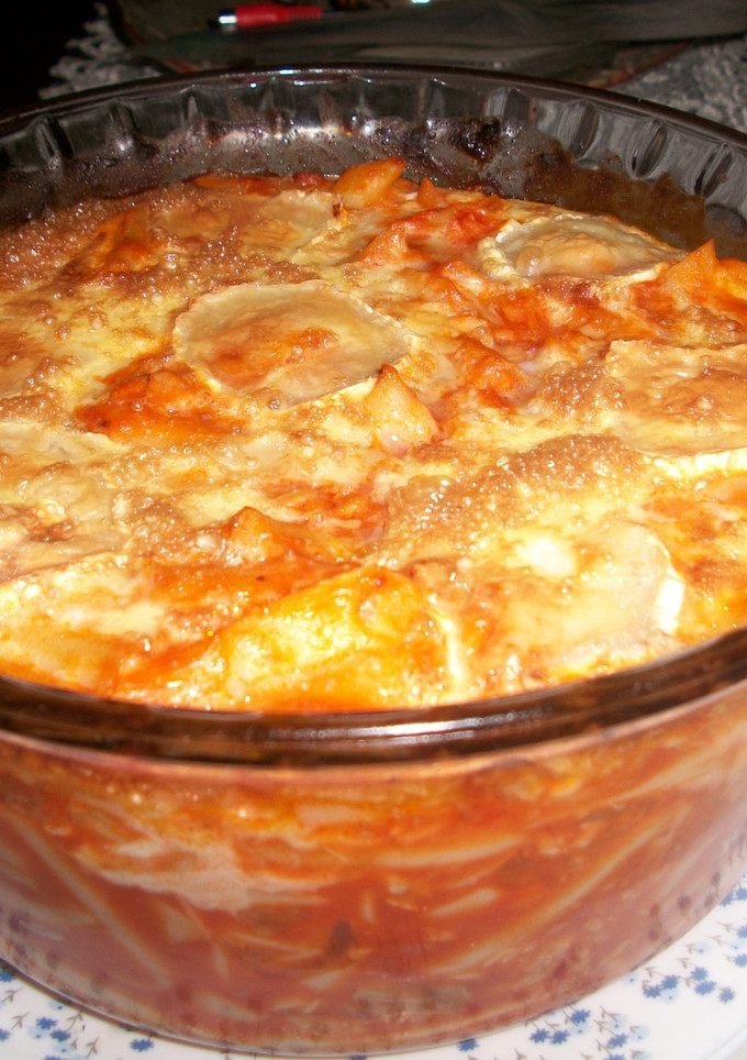 Una foto de Macarrones cremosos gratinados al queso de cabra