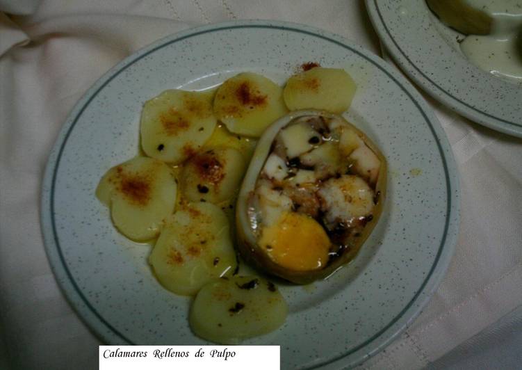 Calamares rellenos de pulpo y gambas