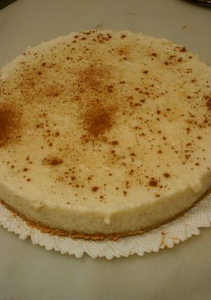 Una foto de Tarta de arroz con leche con base de galletas