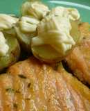 Salmón fresco en tempura con patatas alioli
