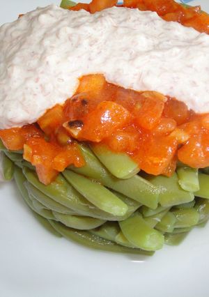 Una foto de Judías verdes con crema de jamón