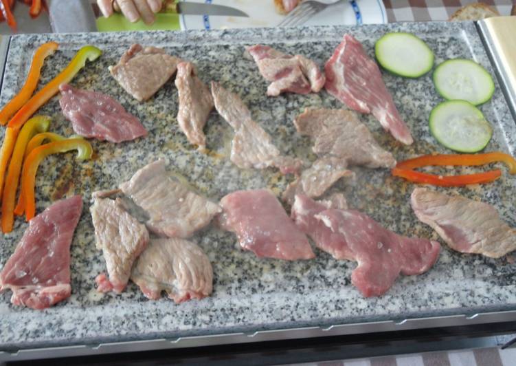 Presa ibérica a la piedra con verduras