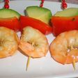 Brochetas de langostino marinado