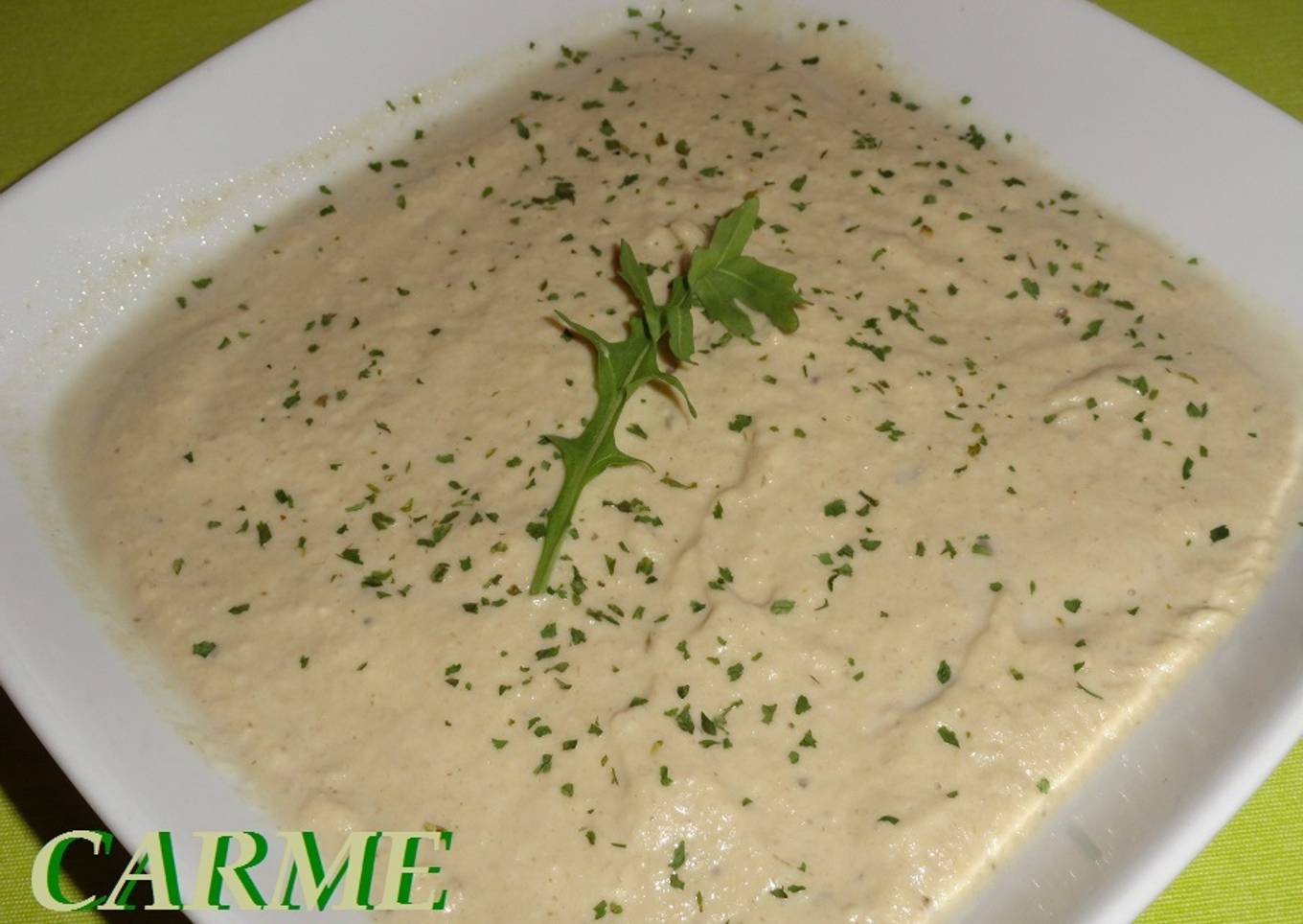 Crema de berenjena y champiñones<br />