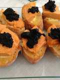 Canapés de pudín de salmón