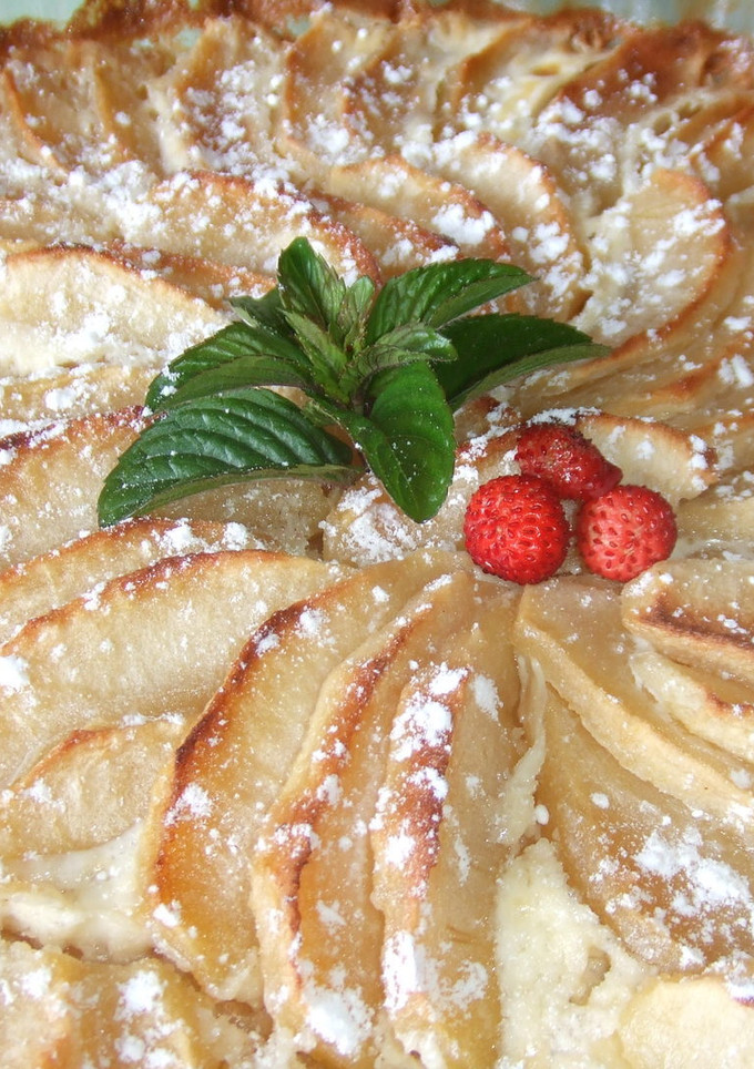 Una foto de Pastel de manzana sin base