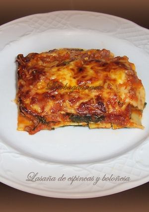 Una foto de Lasaña de espinacas y boloñesa