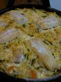 Tortilla de vegetales y pescado al horno
