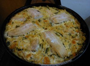 Una foto de Tortilla de vegetales y pescado al horno