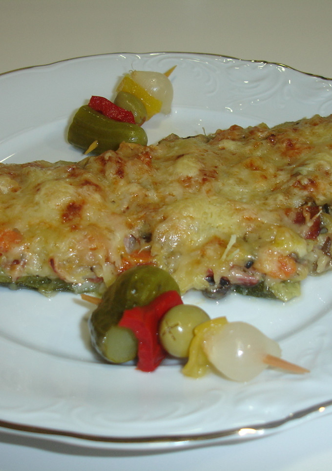 Una foto de Calabacines rellenos de champiñones y jamón