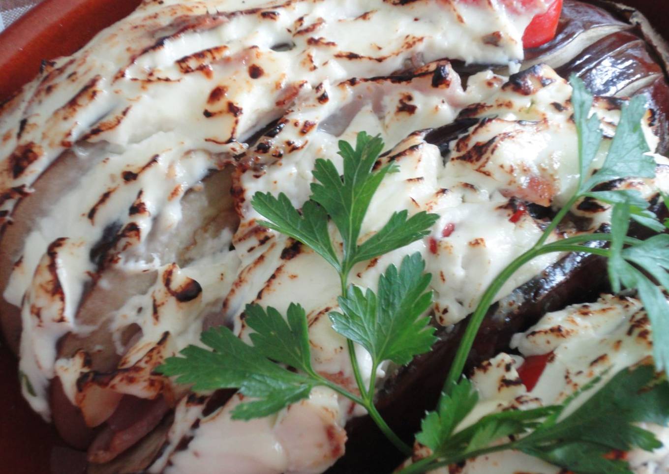 Abanicos de berenjena gratinados<br />