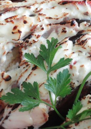 Una foto de Abanicos de berenjena gratinados