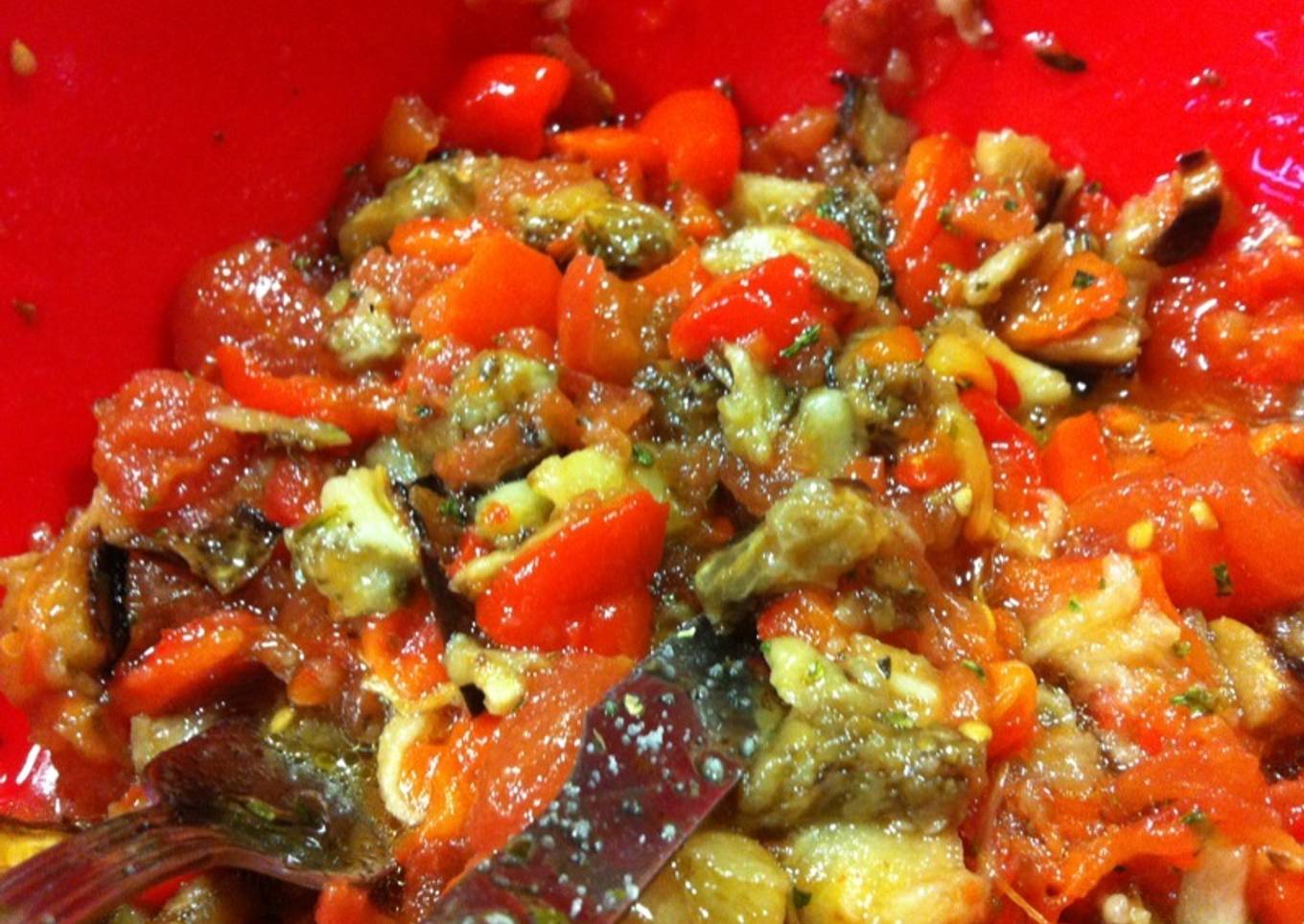 Ensalada de pimientos y berenjena<br />