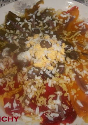 Una foto de Ensalada tricolor de pimientos asados