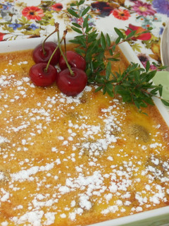 Una foto de Cafloutis de cerezas