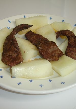 Una foto de Hígado de cerdo con melón dulce