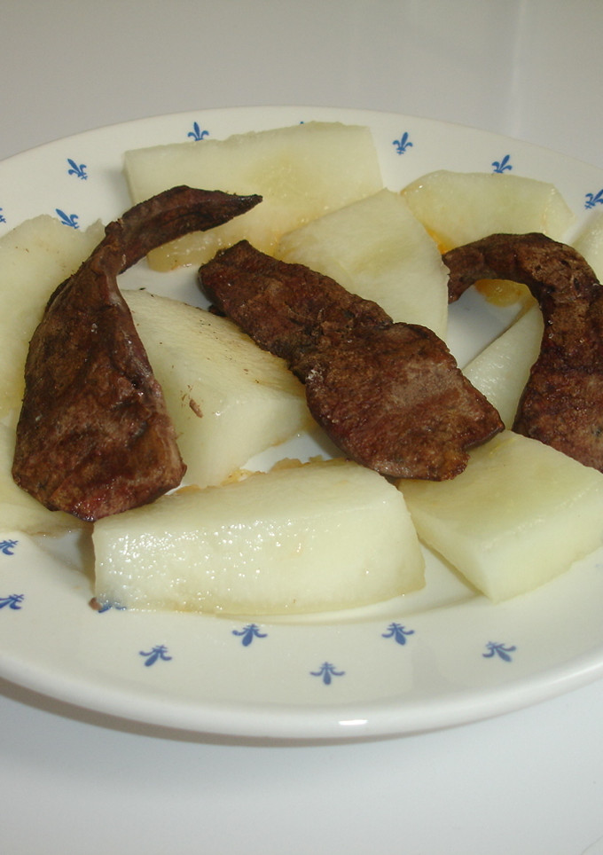 Una foto de Hígado de cerdo con melón dulce