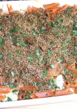 Una foto de Penne rigati con gratinado crujiente