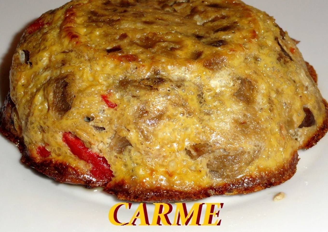 Pastel de berenjena asada con pimiento<br />