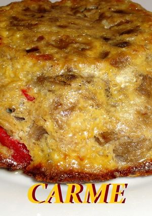 Una foto de Pastel de berenjena asada con pimiento