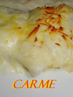 Una foto de Bacalao con salsa bechamel gratinado