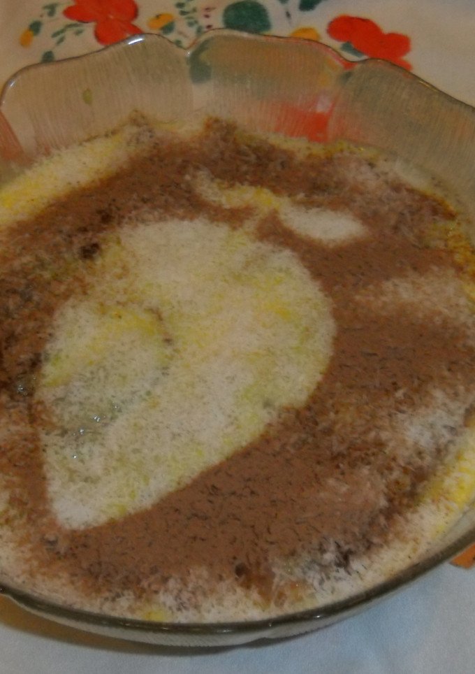 Una foto de Crema de vainilla con cacao y coco