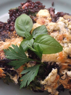 Una foto de Pastel de arroces, salchicha y espinacas