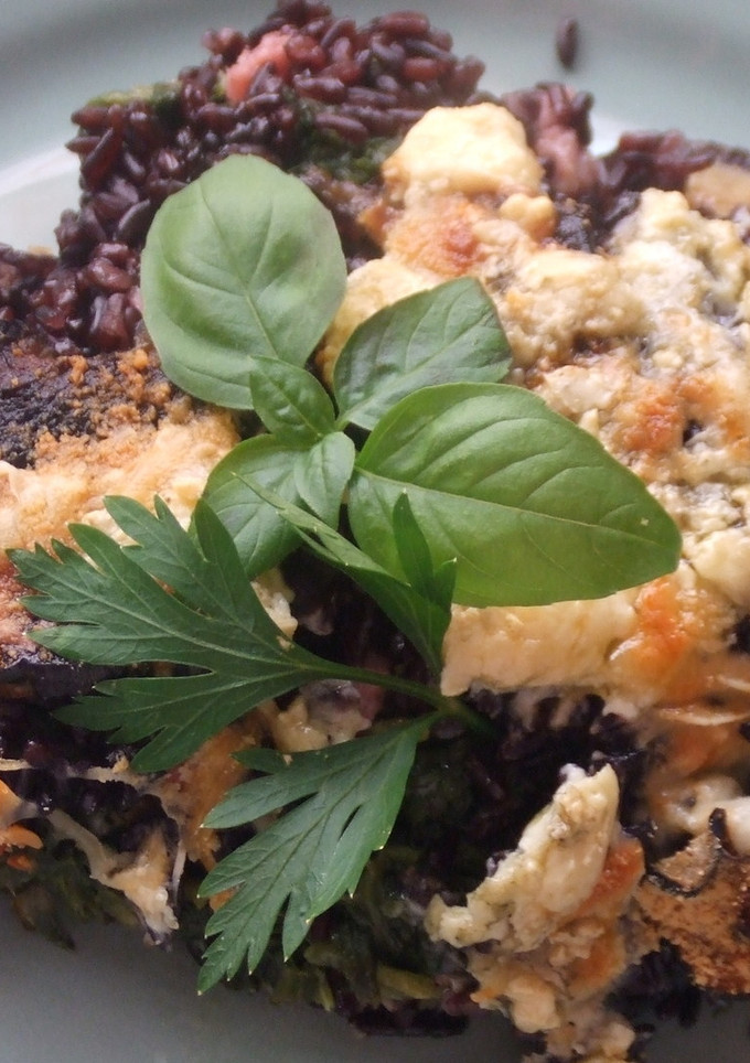 Una foto de Pastel de arroces, salchicha y espinacas