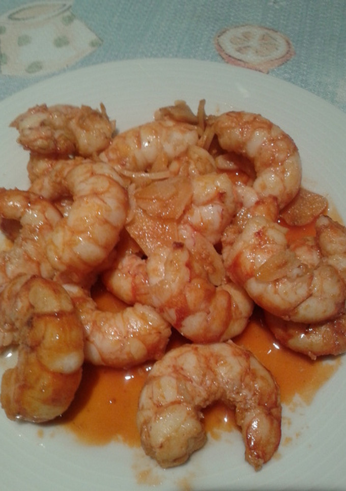 Una foto de Gambas al ajillo con coñac