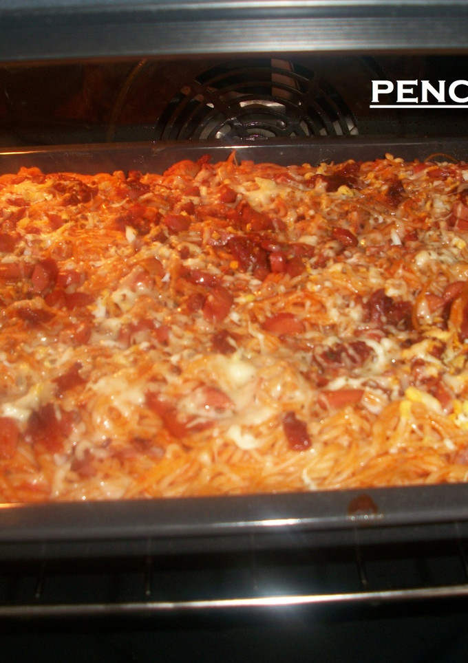 Una foto de Spaguettis murcianos gratinados