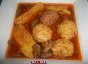 Una foto de Albóndigas en salsa de almendras al curry