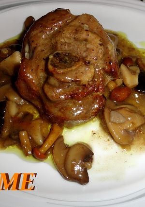 Una foto de Pavo en salsa con setas cultivadas