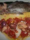 Trucha asalmonada con jamón ibérico a la sal