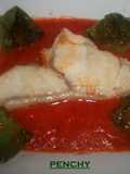 Cazón con tomate y pimiento al Fino de Moriles