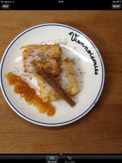 Una foto de Leche frita con maicena