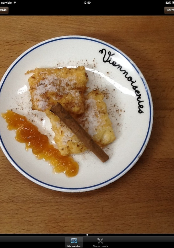 Una foto de Leche frita con maicena