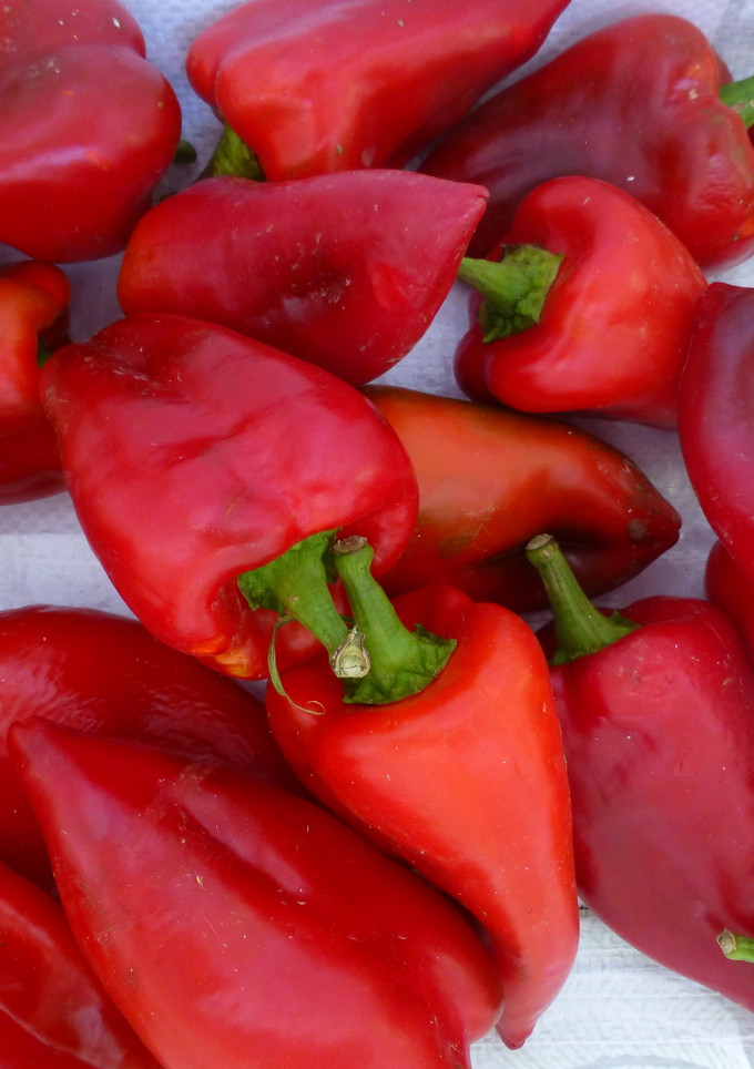 Una foto de Pimientos asados a la leña