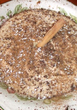 Una foto de Manzana y caquis con chocolate