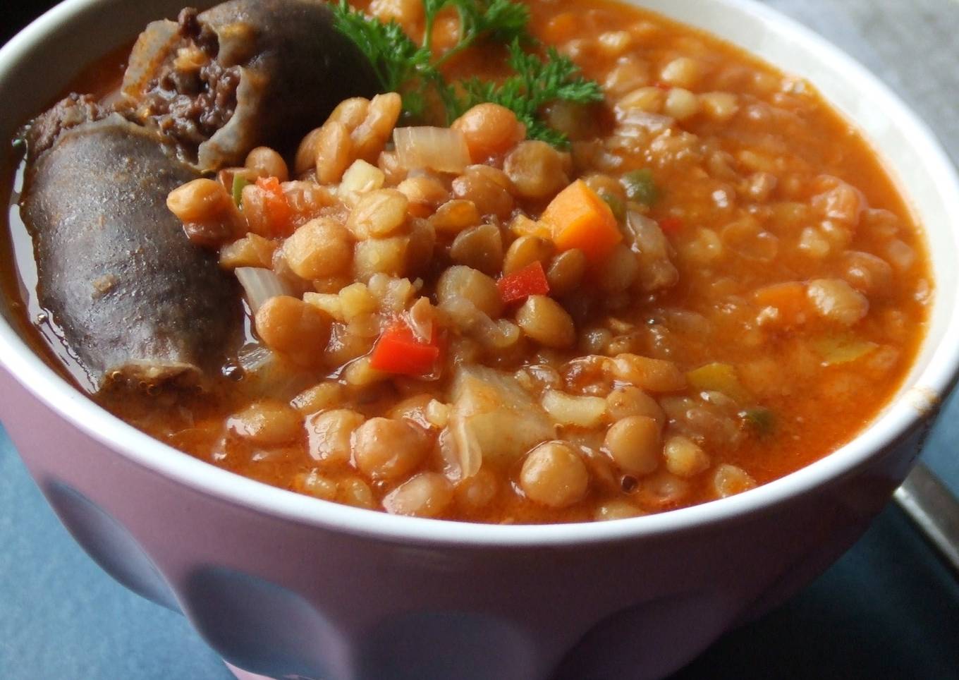Lentejas guisadas con morcilla<br />