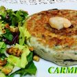 Tortilla de berenjena con langostinos